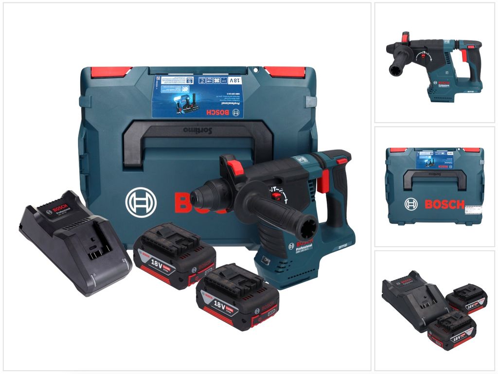 Bosch GBH 18V-24 C Professional Akku Bohrhammer 18 V 2,4 J Brushless SDS plus + 2x Akku 5,0 Ah + Ladegerät + L-BOXX