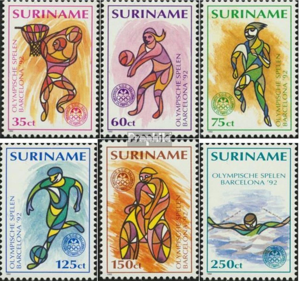 Briefmarken Suriname 1992 Mi 1407-1412 (kompl.Ausg.) postfrisch Olympische Sommerspiele