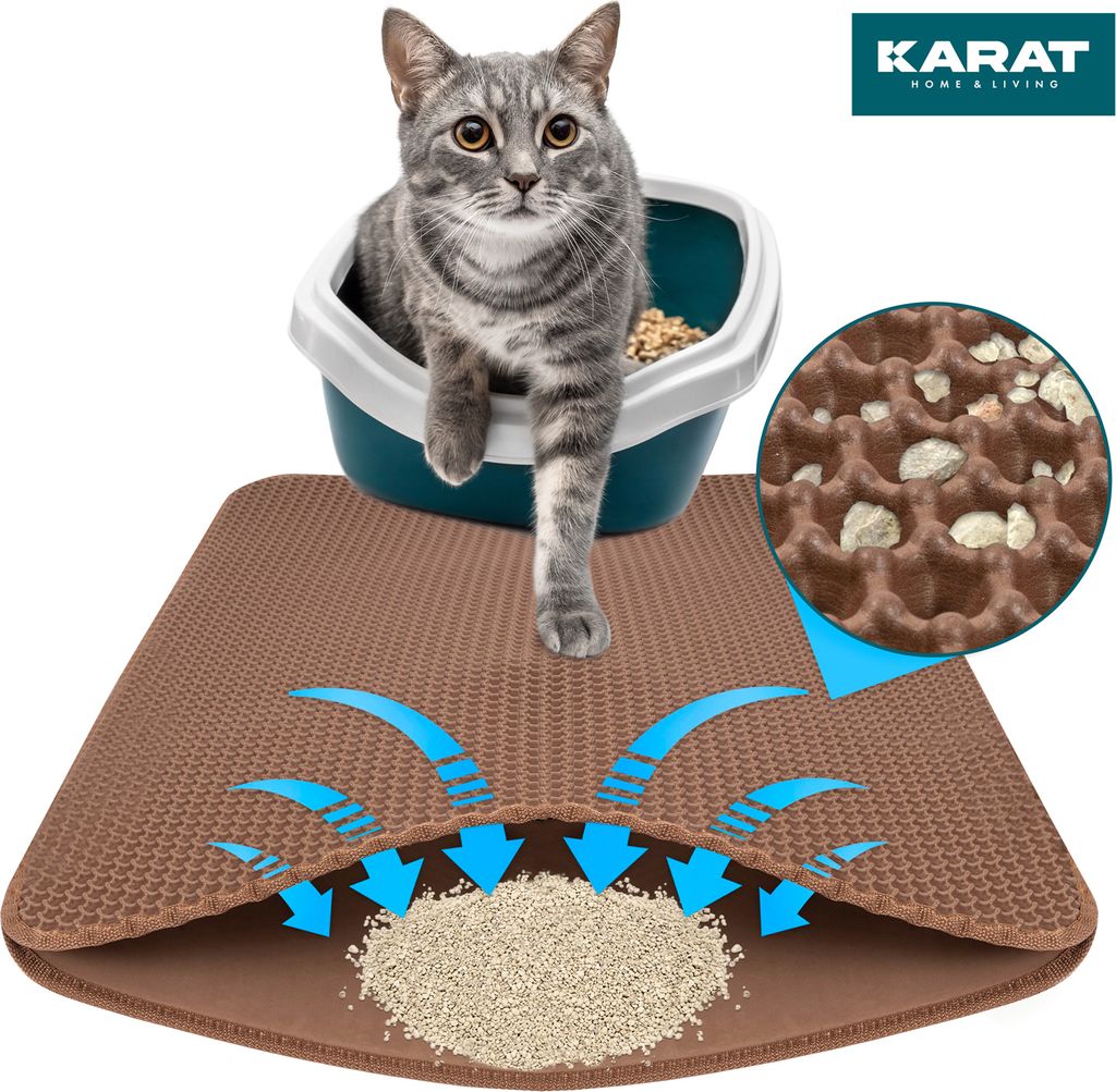 Katzenstreumatte Charly Doppelschichtiges Waben-Design 61 x 38 cm Braun