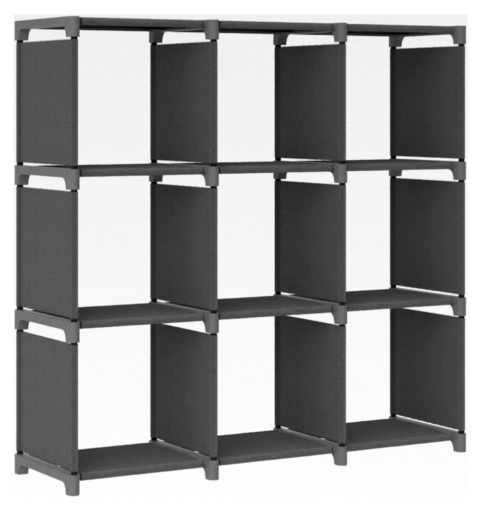 Ausstellungsregal mit 9 Würfeln, grau, 103 x 30 x 107,5 cm, Stoff