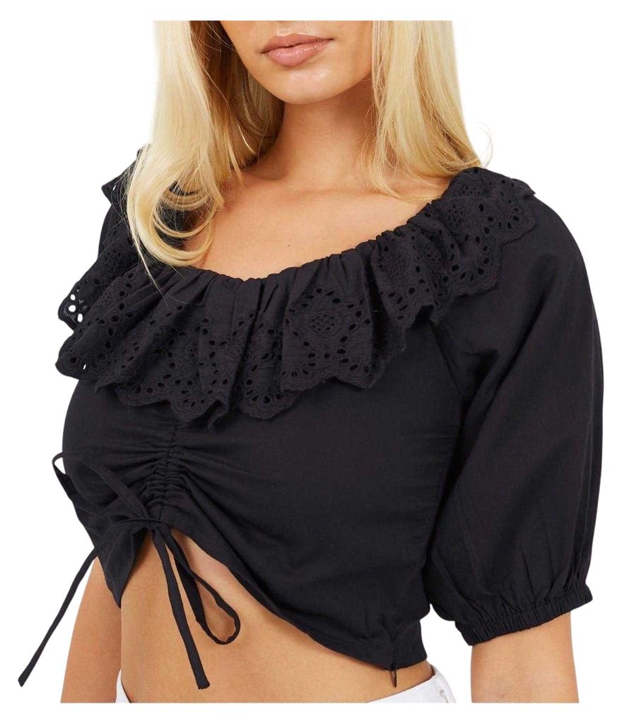 Brave Soul - Kurzes Top für Damen, Schulterfrei GT17529 (34 DE) (Schwarz)
