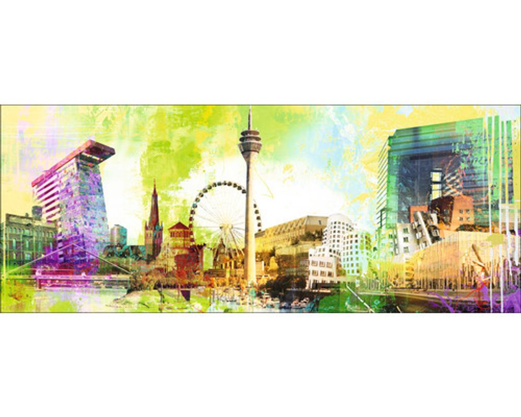 Glasbild Düsseldorf Wahrzeichen V 125x50 cm