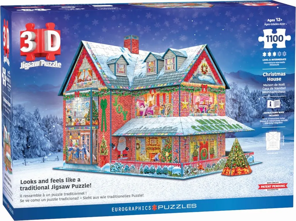 Puzzle 3D Maison de Noël sans Colle - Kit Déco Hiver Facile à Assembler