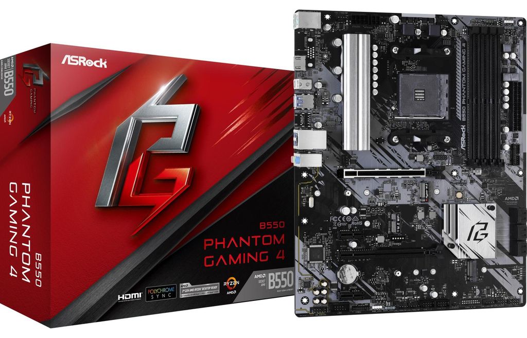 Asrock B550 Phantom Gaming 4 AMD B550 Emplacement AM4 ATX Image du produit 
