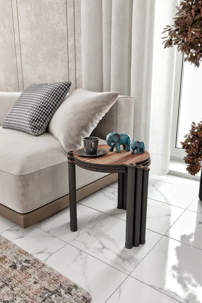 Tavolino Noce Skye Decor Lavia 3 - Design Moderno 34x40x34 cm