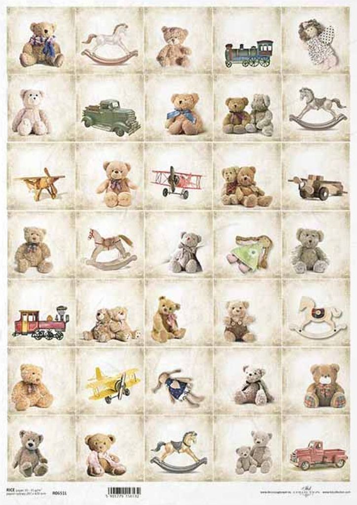 ITD Reispapier Decoupage Bastelpapier A3 Retro-Spielzeug, Produktbild 