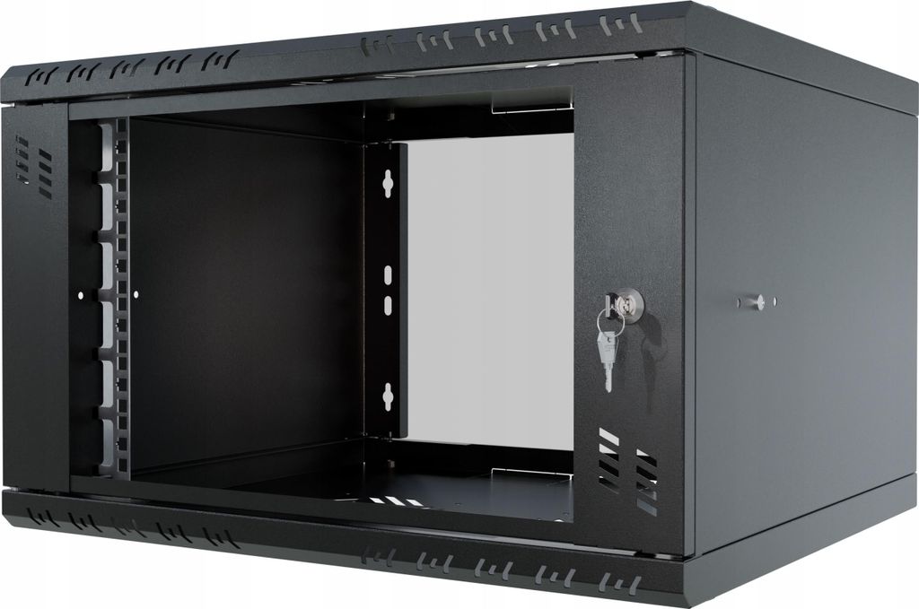 Rack Cabinet 19" 6U, 450mm, Glass Door, Black Obrázok produktu 