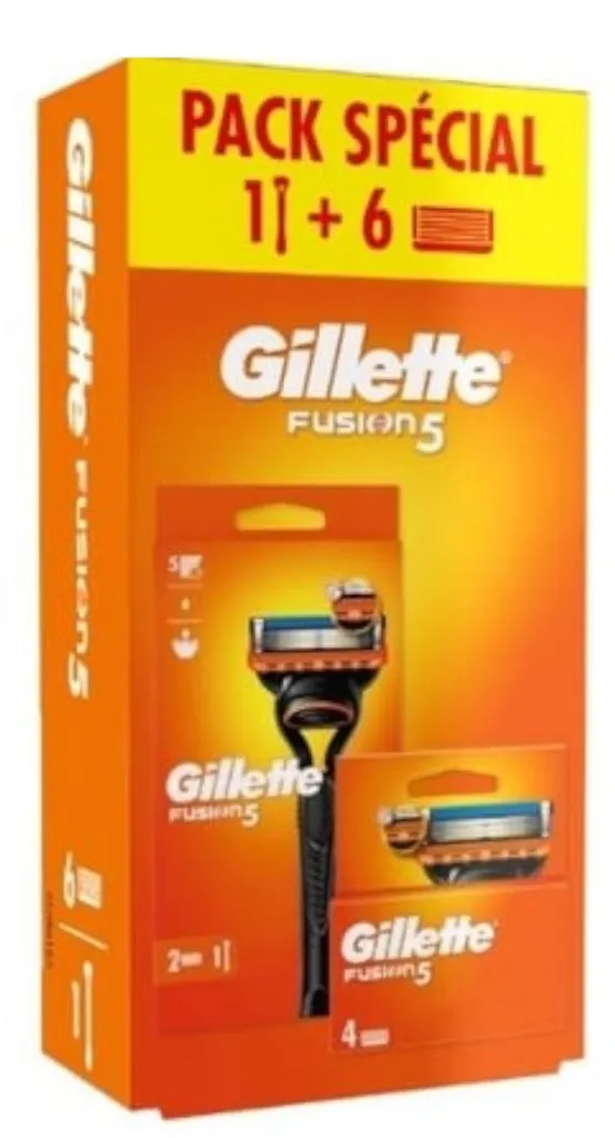 Rasoir Gillette Fusion 5 avec 5 Lames Anti-Friction et 6 Recharges