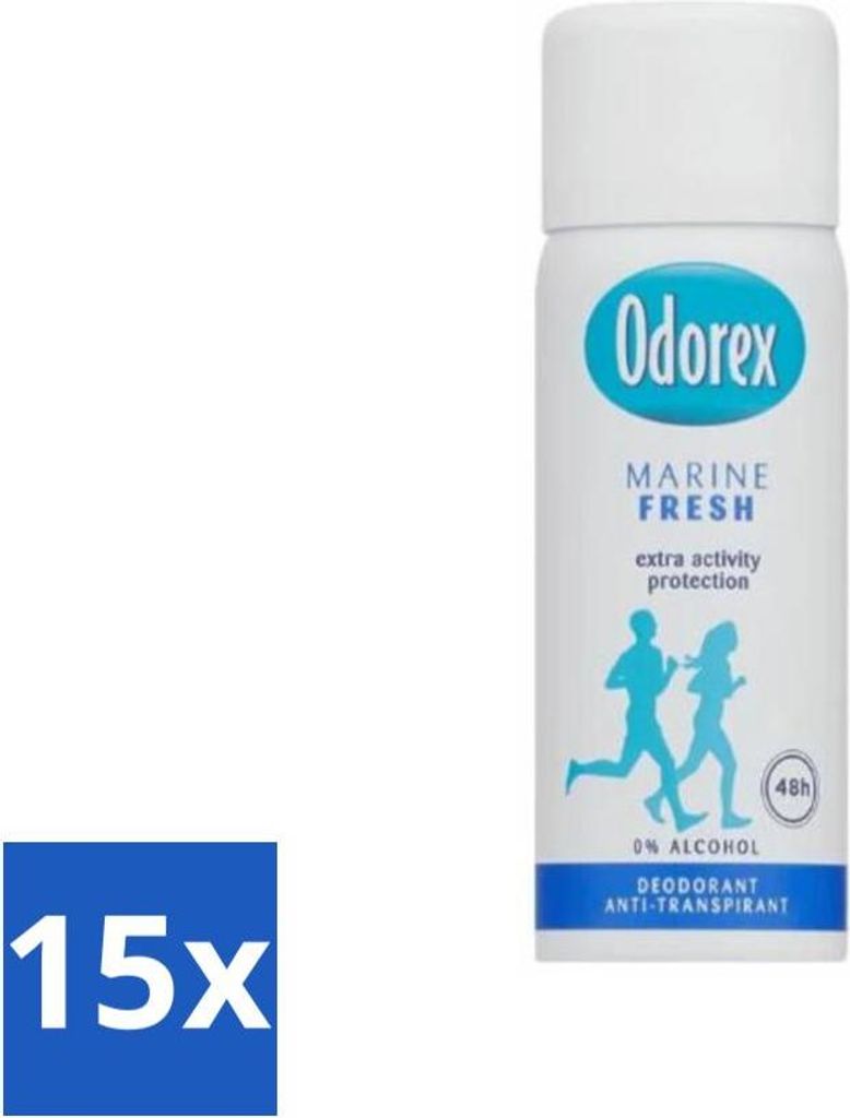 Odorex - Deodorant Spray - Mini Marine Fresh - Frisch & Kompakt - 50 ml - Vorteilspack - 15 Stücke
