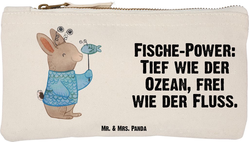 Mr. & Mrs. Panda Schlampermäppchen Fische Astrologie Größe S Klein - Weiß - Geschenk, Geschenkidee Zum Geburtstag, Kulturbeutel, kosmetiktäsch...