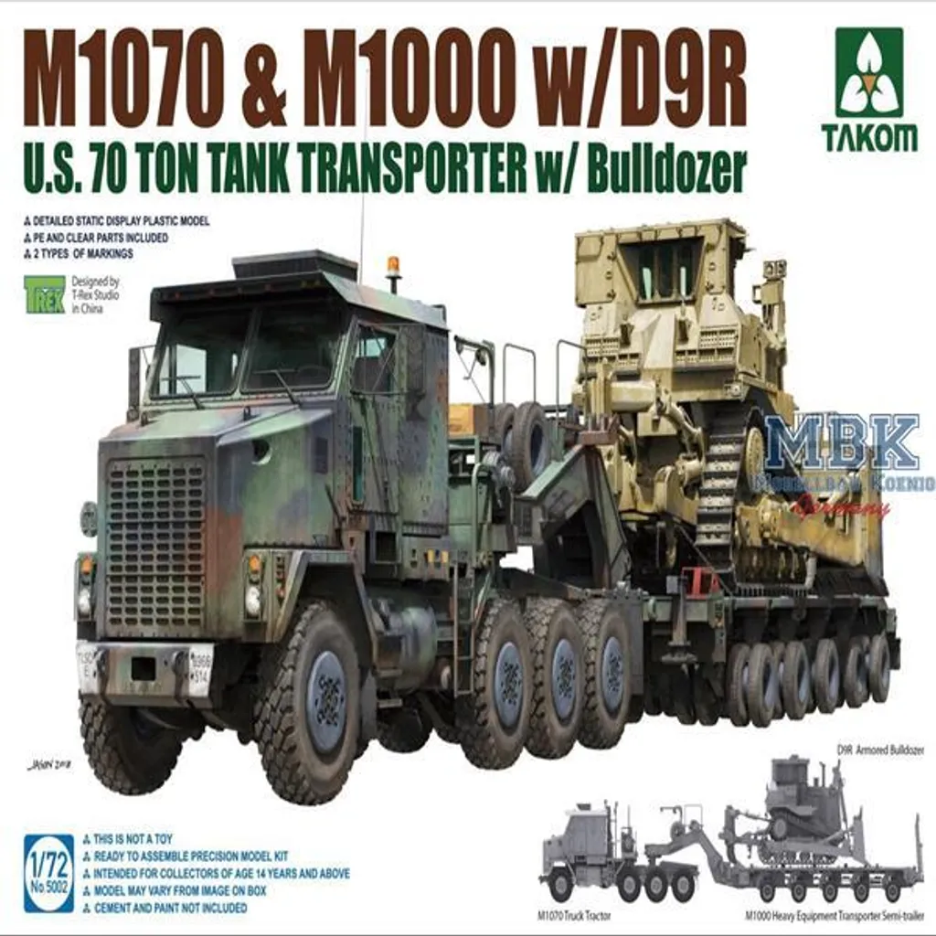 Kit Takom 1:72 Transporteur de chars M1070 avec Bulldozer blindé D9R