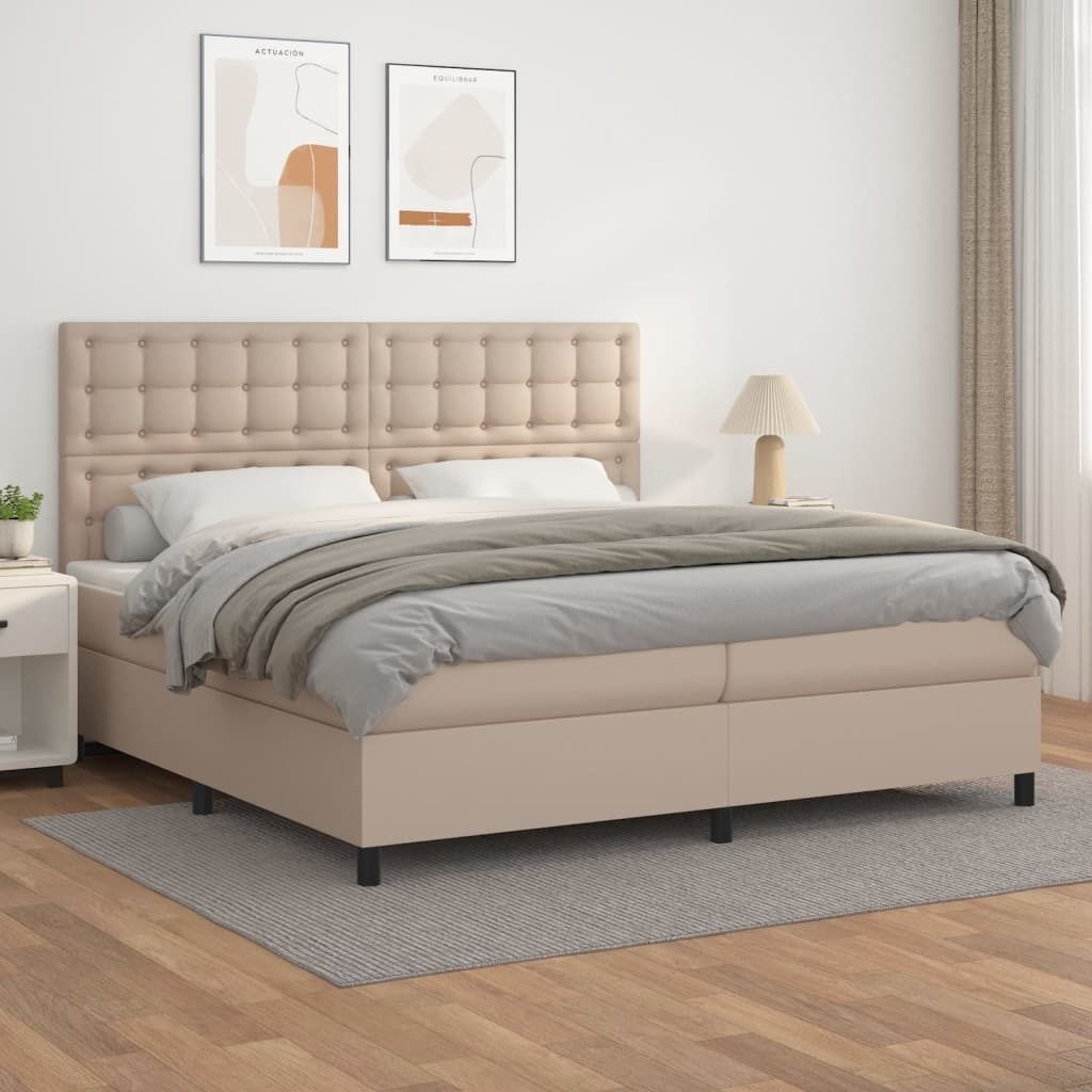 Möbel Boxspringbett Matratze Cappuccino-Braun 200x200cm Kunstleder - Klassische Betten 3142868