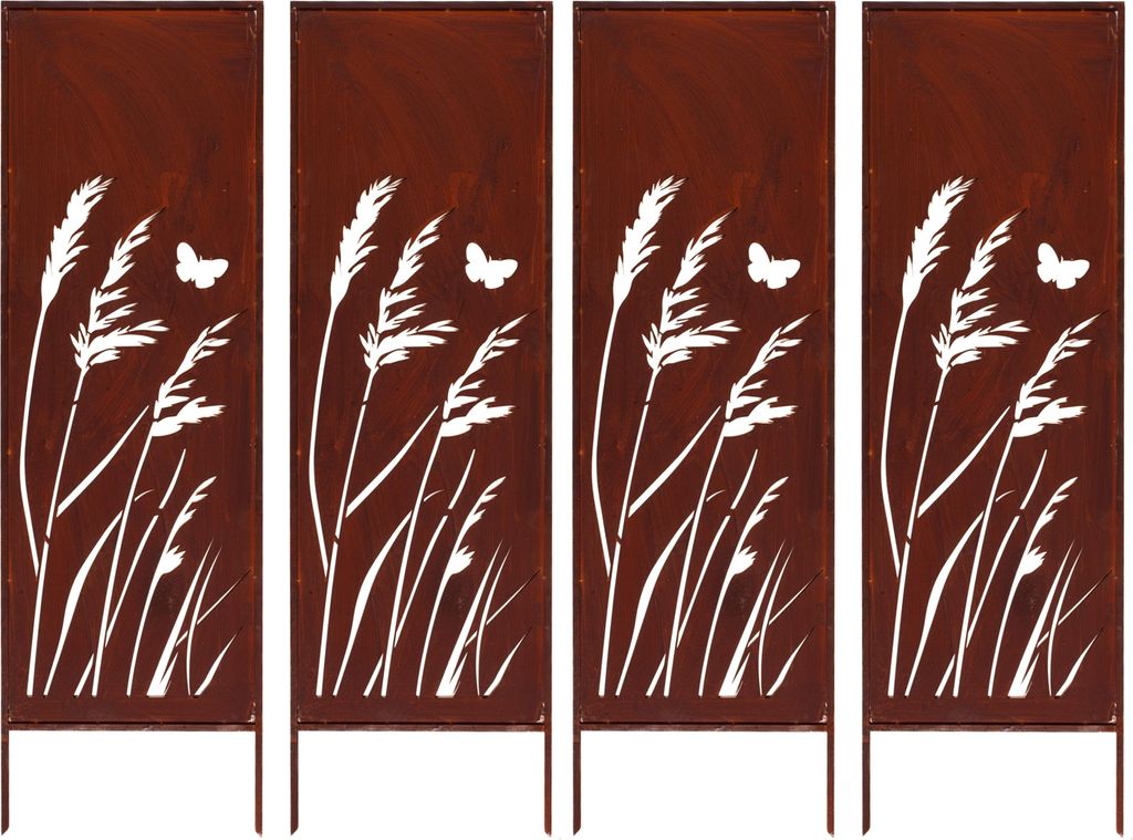 4x Sichtschutz Metall 160 cm x 50 cm – Edelrost Rostoptik Produktbild 