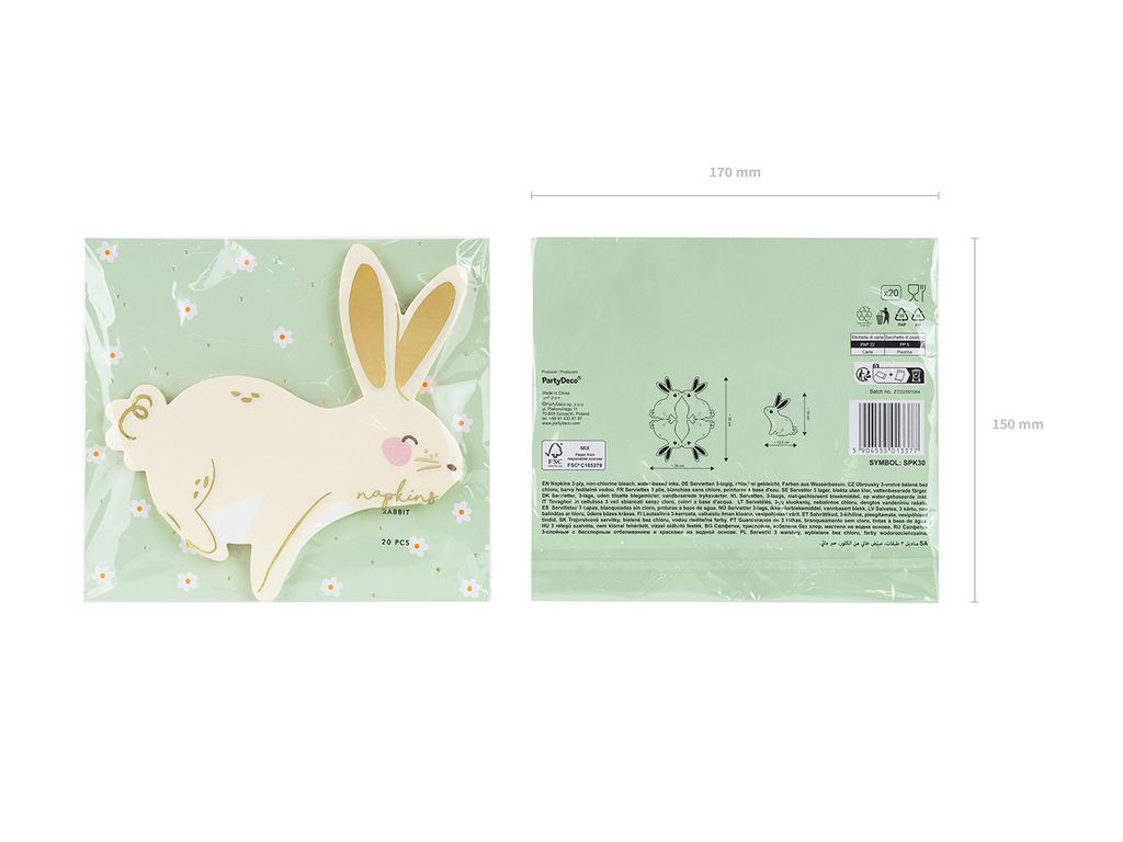 Happy Easter Papierservietten – 12 Stück, Hasen-Motiv, Ca. 16 X 16 Cm, 2-lagig