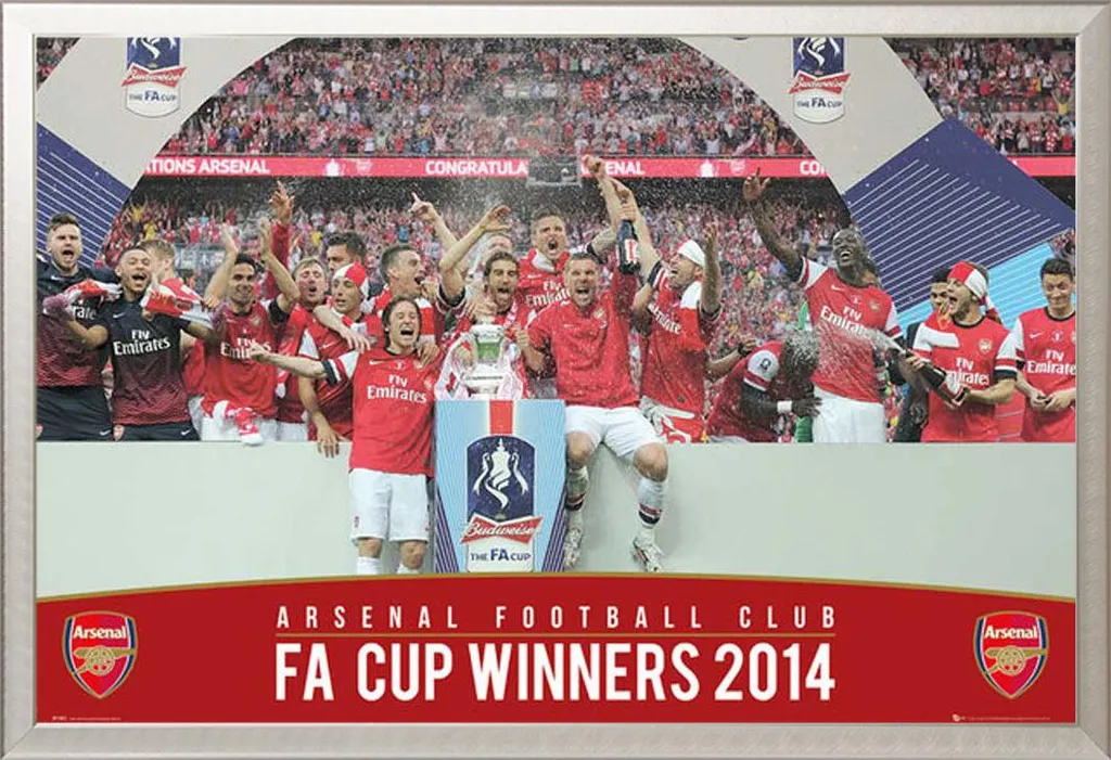 Cadre photo alu avec affiche Arsenal victoire Coupe d'Angleterre 2014