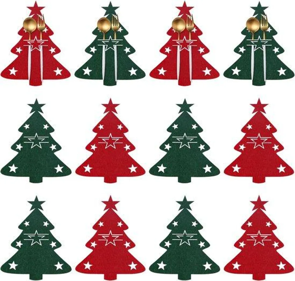 Lot de 12 supports pour vaisselle de Noël argentés - Décoration de table