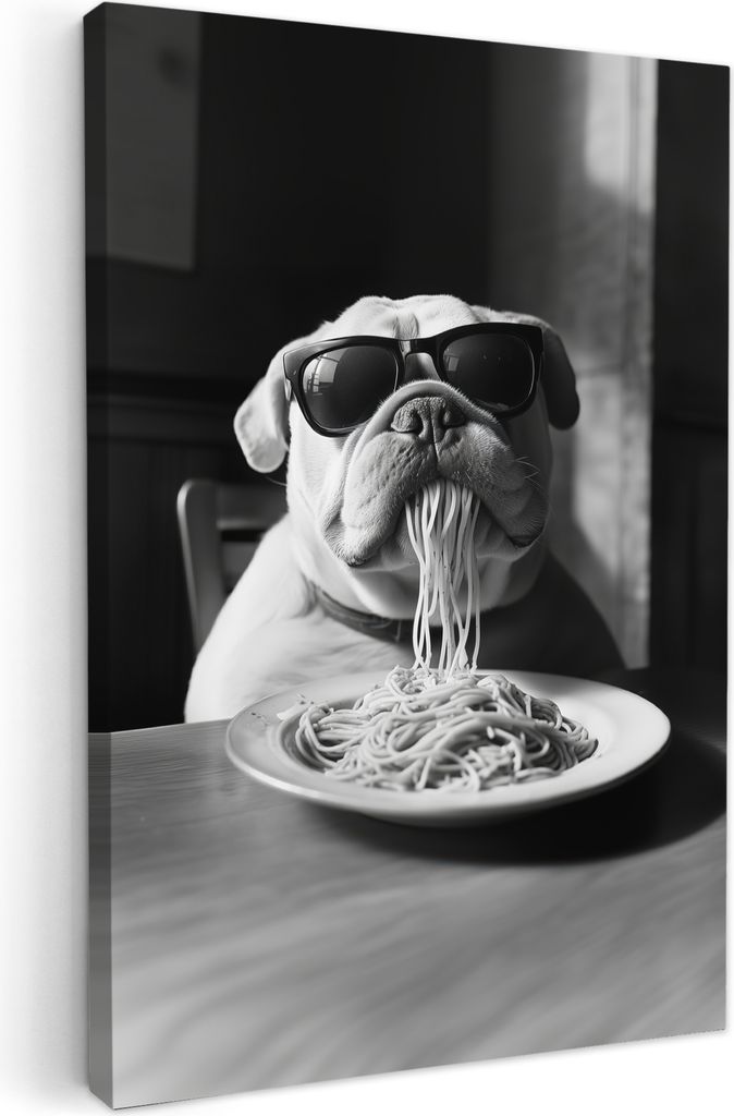 Leinwand Bilder 80x120 cm - Tiere, Komisch - Bulldogge, Wandbilder, Wanddeko Wohnzimmer, Bild