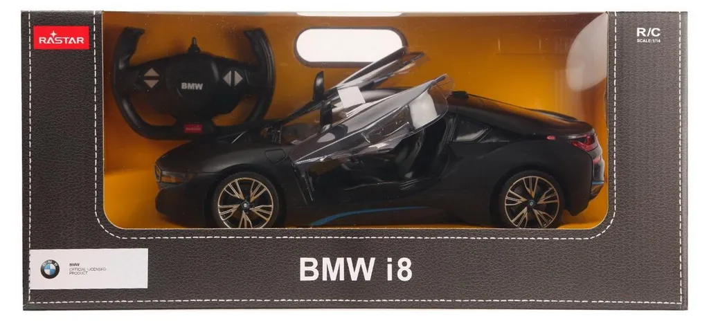 Réplique BMW i8 Radiocommandée Noire 1:14 Rastar avec Portières Mobiles