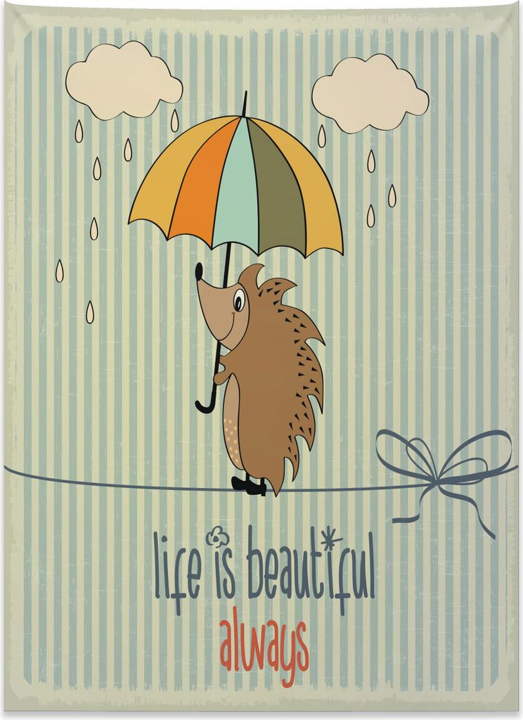 Abakuhaus Zitat Wandteppich, Seiltänzer Igel aus Weiches Mikrofaser Stoff Kein Verblassen Klare Farben Waschbar, 110 x 150 cm, Mehrfarbig