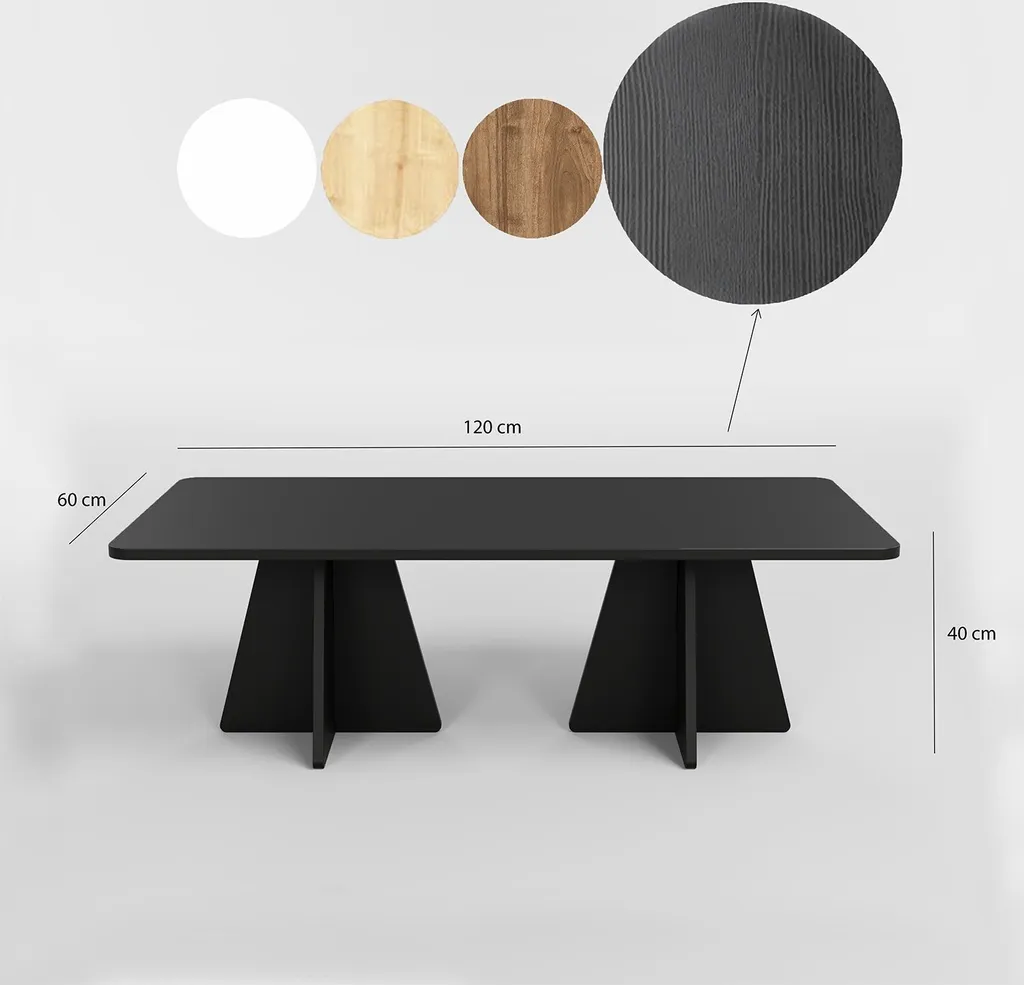 Table Basse de Salon Noire Skye Decor Champignon Rectangulaire 120cm - 5
