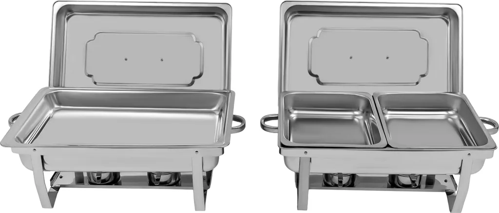 Set de 2 Chafing Dish Buffet en Inox - Chauffe-plats Professionnel GN 1/1