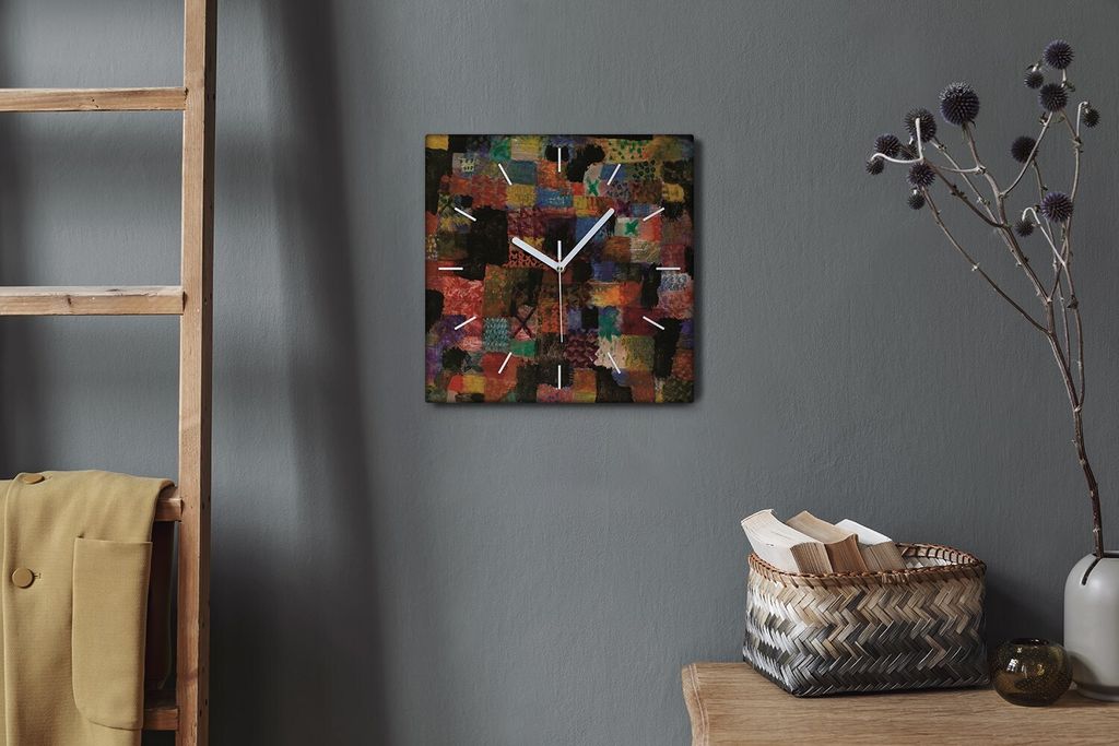 Coloray Hodiny Unikátní 30x30 cm Tiché hodiny Pro obývací pokoj a kuchyň Nástěnné hodiny Plátno Bílé ručičky hodin - Hluboký patos P...