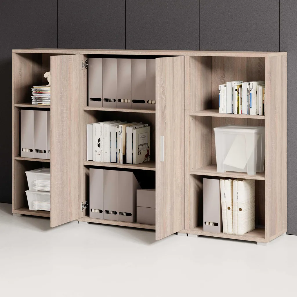 Armoire en chêne Sonoma de 3 niveaux de rangement pour bureau - 6