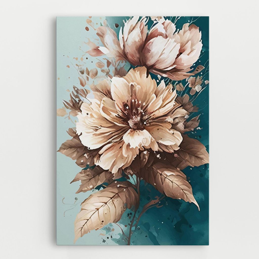 ARTHUB Leinwandbild 20x30 cm, Flower Green Watercolor | Wohnzimmerdekoration, Hängende Bilder, Wanddekoration, Heimdekoration, Moderne, Maltextur