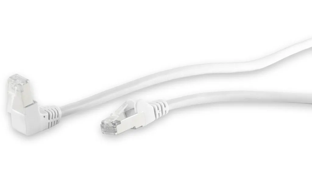 Câble réseau Cat 6 S/FTP 3m coudé blanc - Blindage PIMF anti-parasite