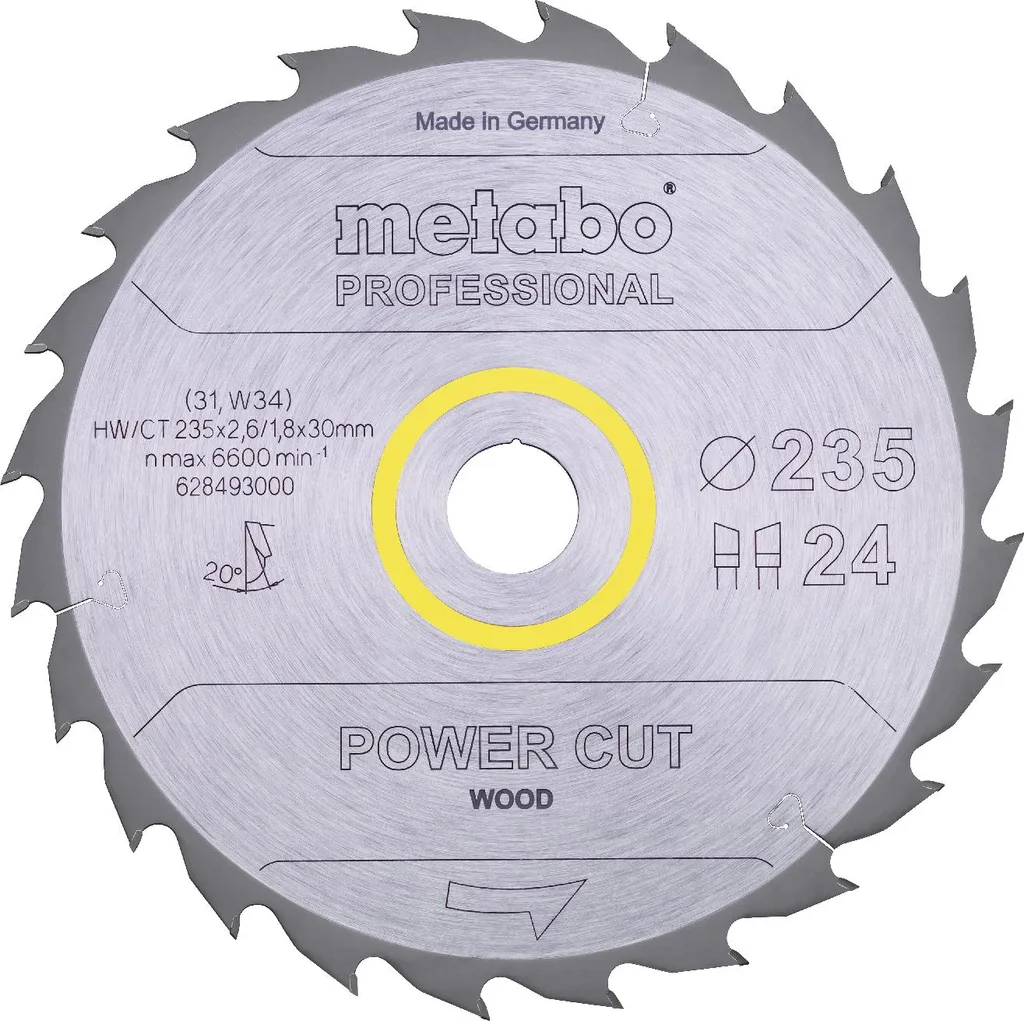Lame de charpente Metabo 235x2.6/1.8x30 WZ 24 dents PowerCutProf pro