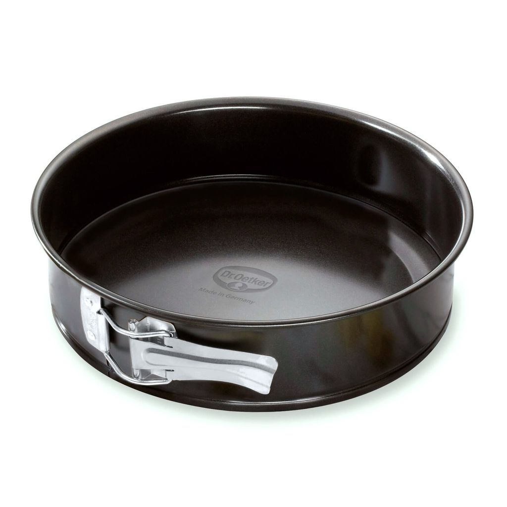 Dr. Oetker Springform Ø 20 cm, Backform mit Flachboden, runde Kuchenform aus Stahl mit Antihaftbeschichtung (Farbe: schwarz)