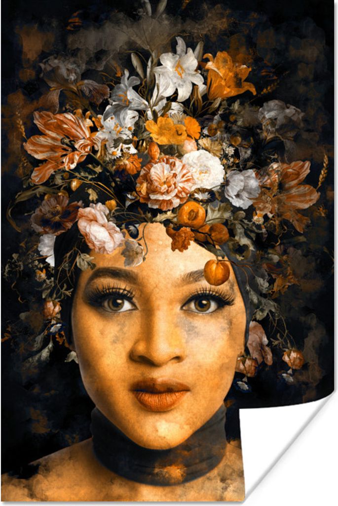 MuchoWow Poster Frau - Lehm - Flora 120x180 cm - Kunstposter