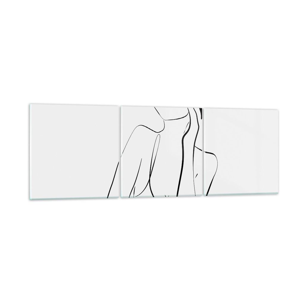 Bilder auf glas - 3 Teile - Frau Linien Minimalismus - 150x50cm - Glasbilder - Wandbilder - Bilder - zum Aufhängen bereit - Wanddekoration aus Gla...