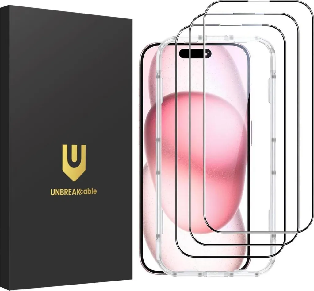 Film iPhone 15 verre blindé 9H ultra résistant pack de 3 vitres de 6,1"