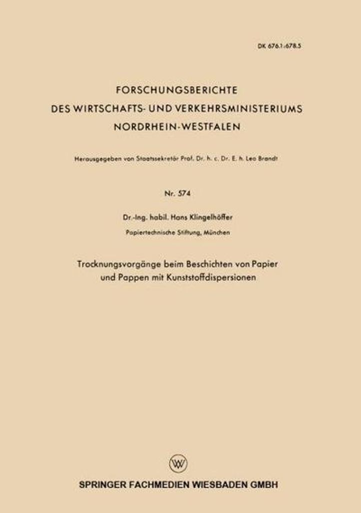 Trocknungsvorgänge beim Beschichten von Papier und Pappen mit Kunststoffdispersionen