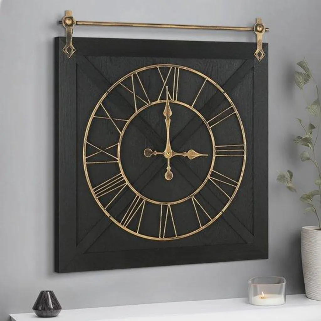 Horloge murale rustique chiffres romains vintage silencieuse de 40cm