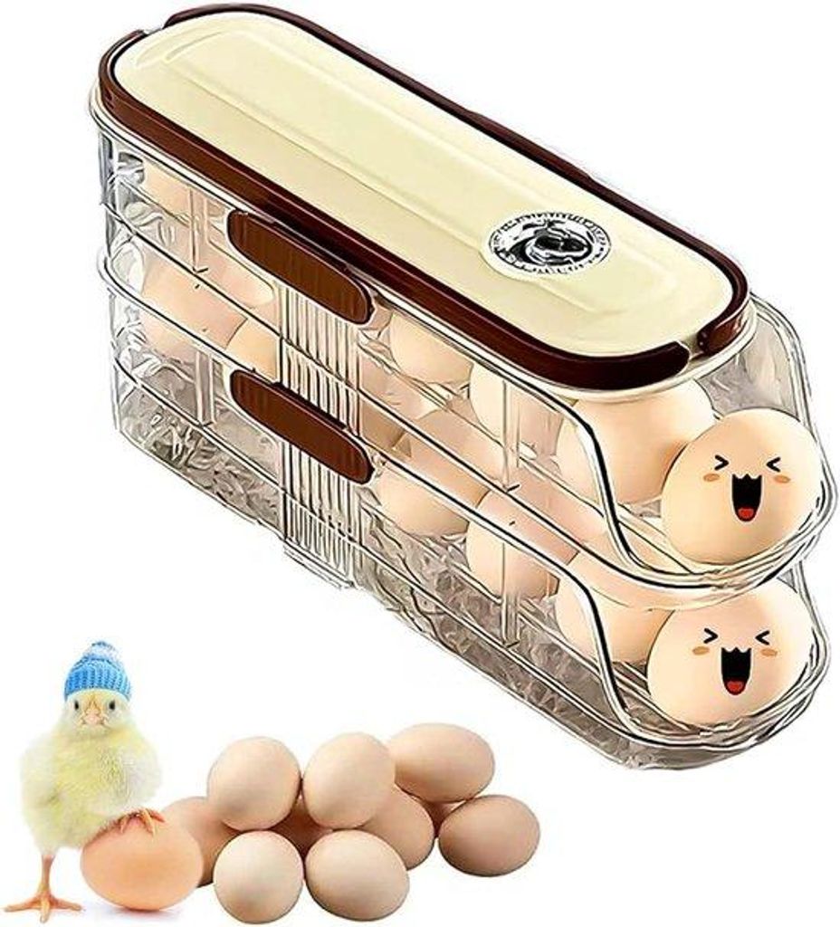 Abnehmbarer Eierhalter für den Kühlschrank – Platz für Eier – Eierbox aus Kunststoff (grau) – Klappmechanismus für einfachen Zugriff