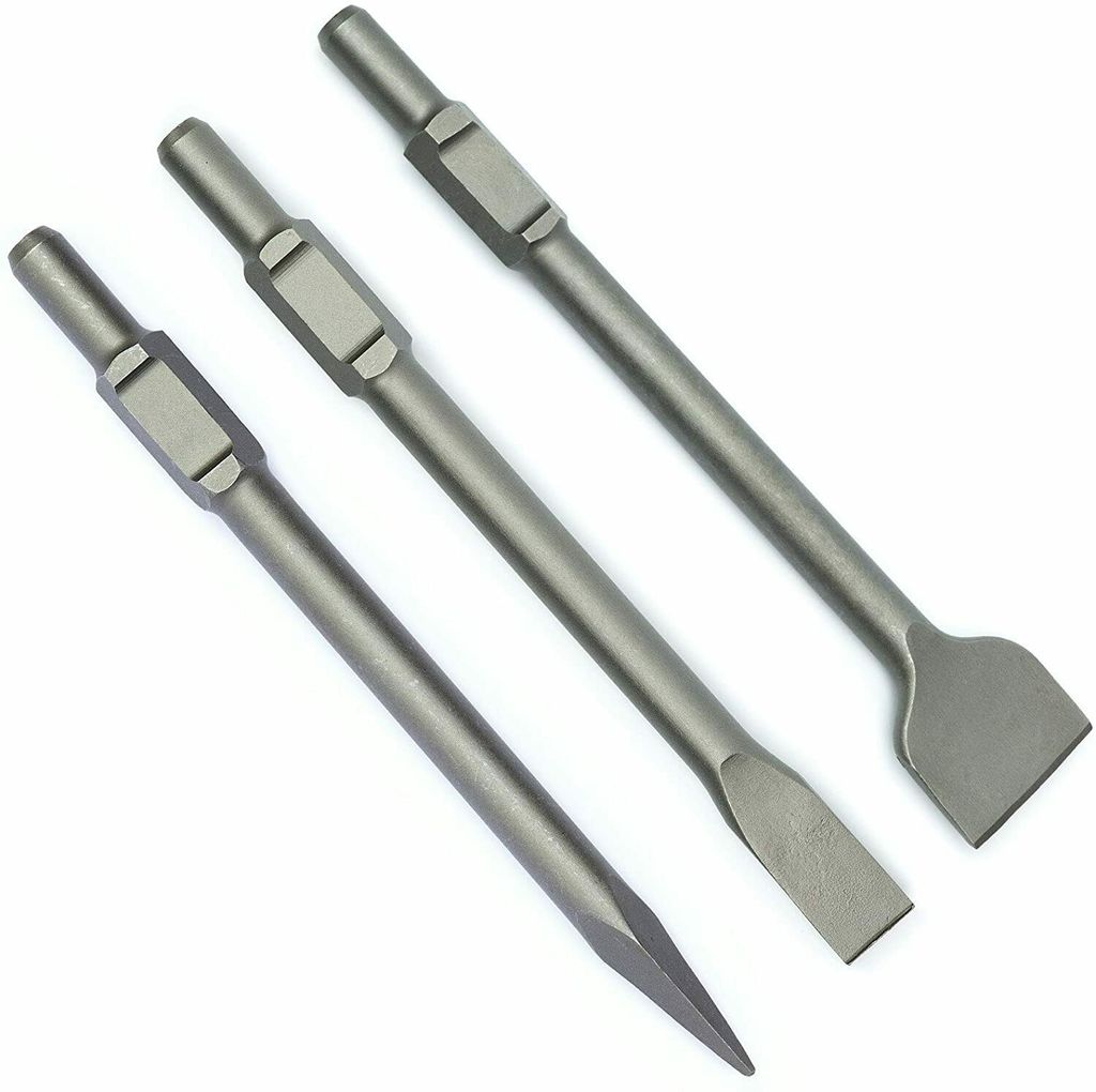 2-teiliges Meißel Set 300mm - Flachmeißel Und Spitzmeißel Für Beton Und Stein Mit Handschutz