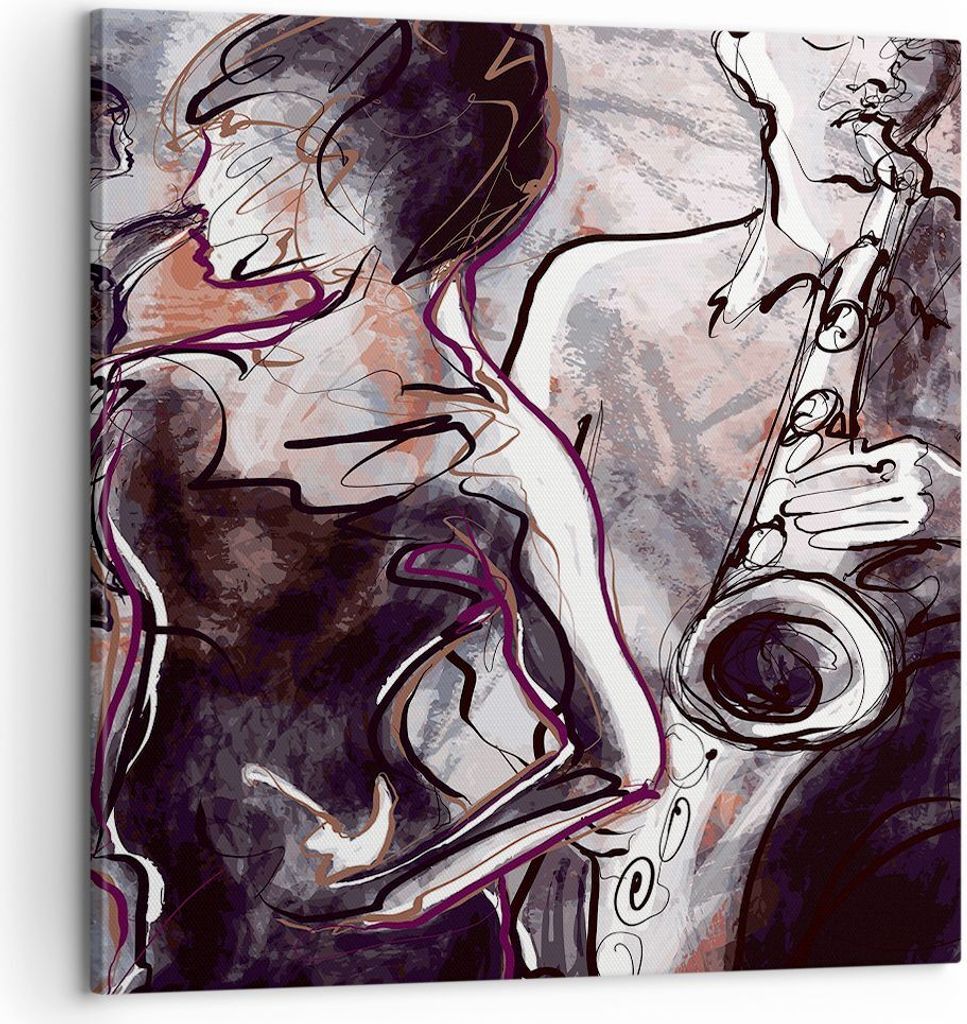 Bild auf Leinwand - Leinwandbild - Jazz Musik Musiker - 60x60cm - Wand Bild - Wanddeko - Wandbilder - Leinwanddruck - Bilder - Kunstdruck - Wanddek...