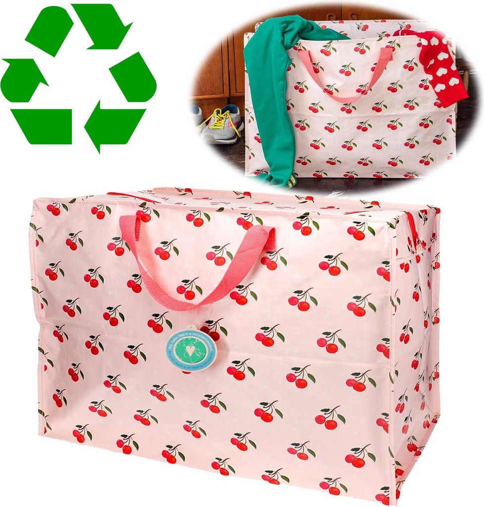 XXL Jumbo Bag Cherry - Kirschen 55cm Recyclet Aufbewahrungstasche Einkaufstasche