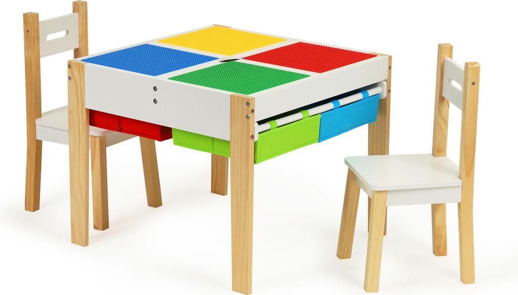 Mobili in legno per bambini: set composto da tavolo + 2 Immagine del prodotto 