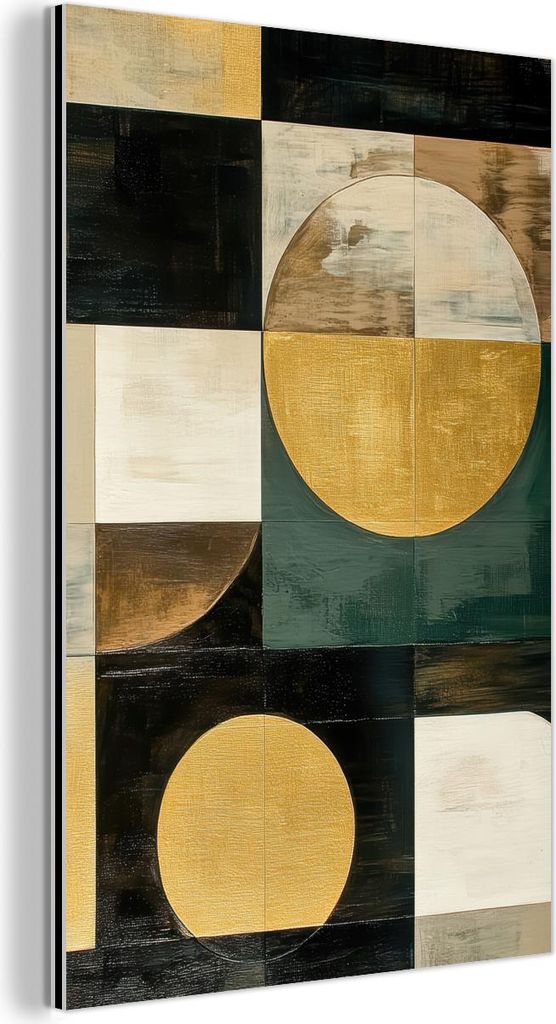 MuchoWow Wanddekoration Metall Metallbild Wandkunst 40x60 cm Abstrakt - Gold - Bronze - Formen - Geometrisch MuchoWow Aluminium Gemälde - Wanddeko...