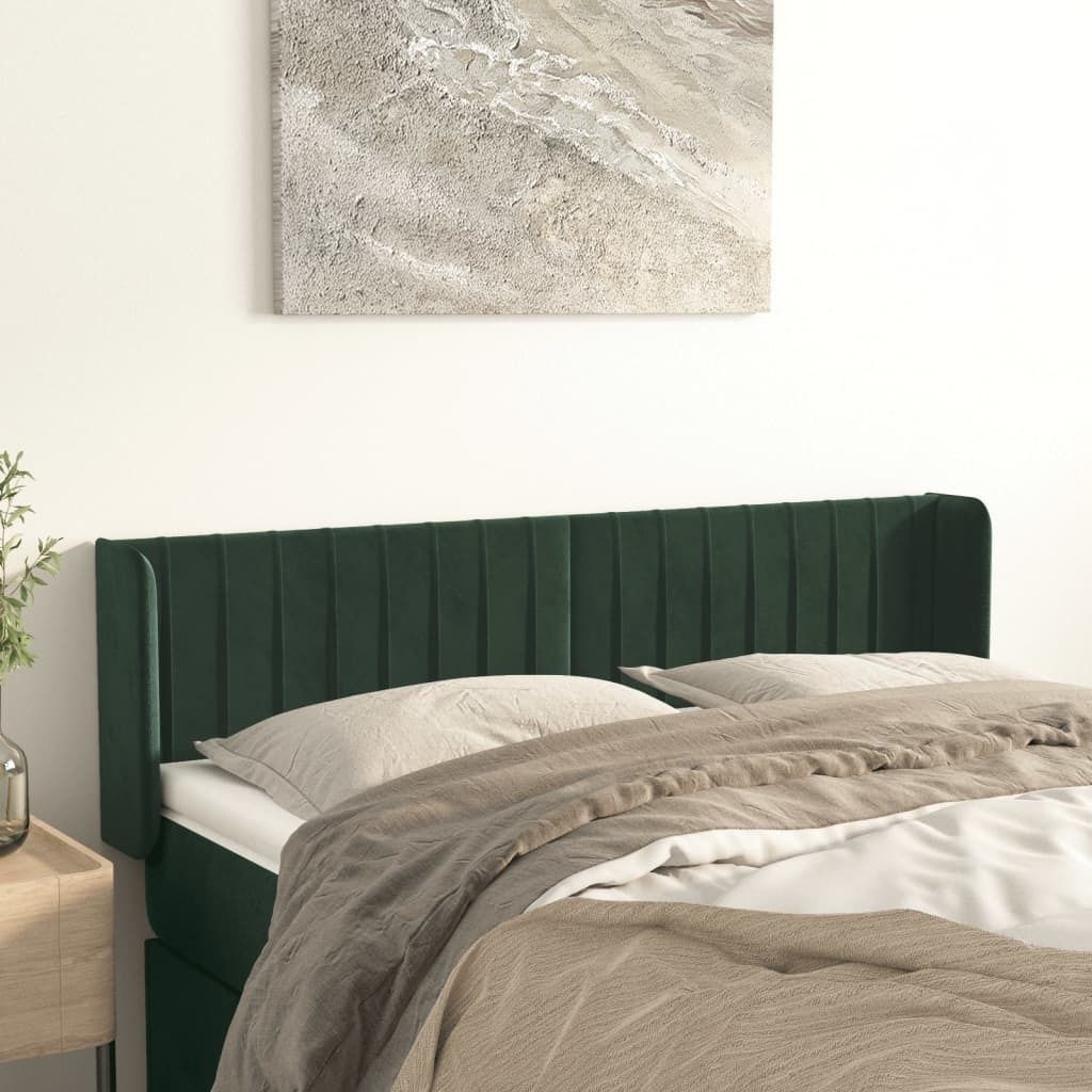 Maison Exclusive - Kopfteil mit Ohren Dunkelgrün 147x16x78/88 cm Samt