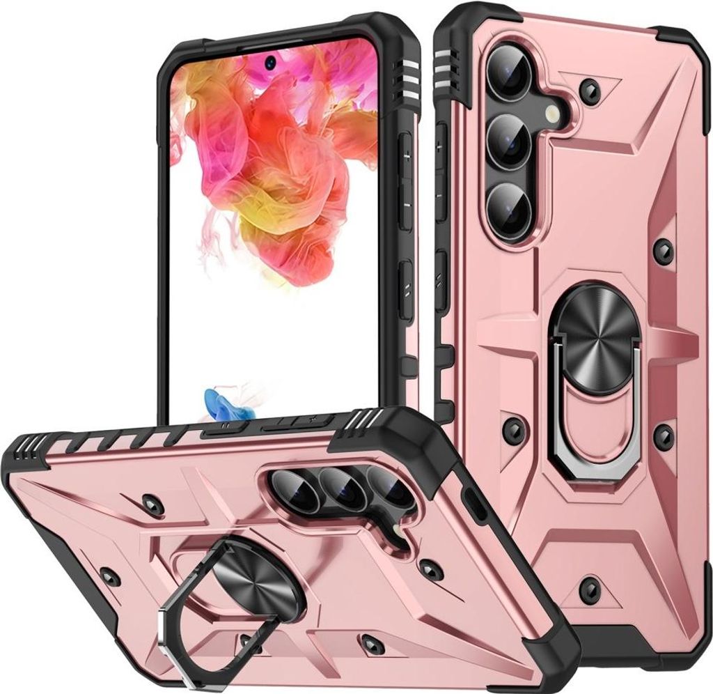 Samsung Galaxy S25 Hülle - Coverup Heavy Duty Back Cover mit Ring Kickstand - Roségold