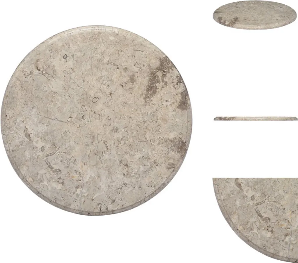 Plateau de table en marbre gris veiné naturel Ø50 cm - Surface polie chic