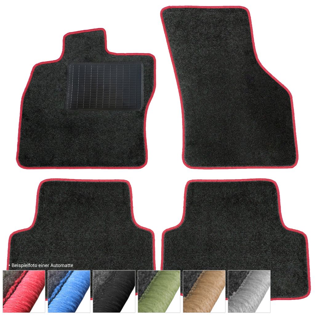 Auto-Teppich Velours, Universal-Fußmatten-Set 4-teilig schwarz