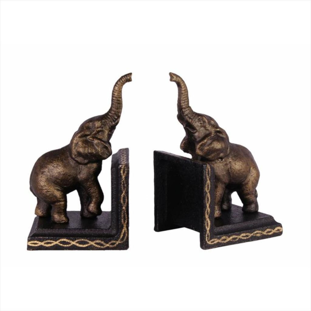 Moritz Design 2er Set Gußeisen Buchstützen Elefant Elephant 8 x 9 x 15 cm Skulptur Statue