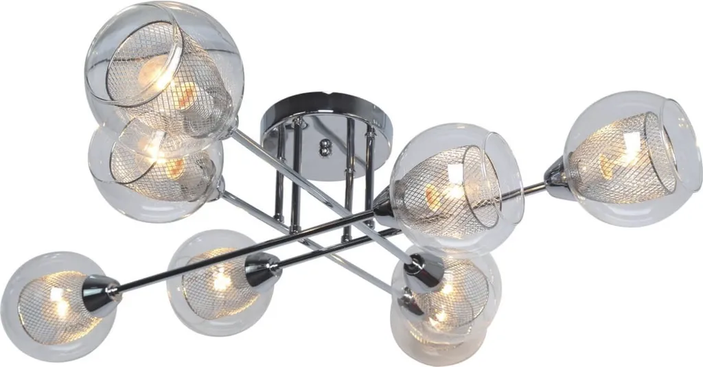 Lustre FONS chrome Kaja 8 lumières : la solution pour plafonds bas IP20