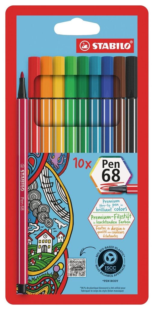 STABILO Pen 68, 10 barva/barev, Vícebarevný, Kuličkový Obrázek produktu 