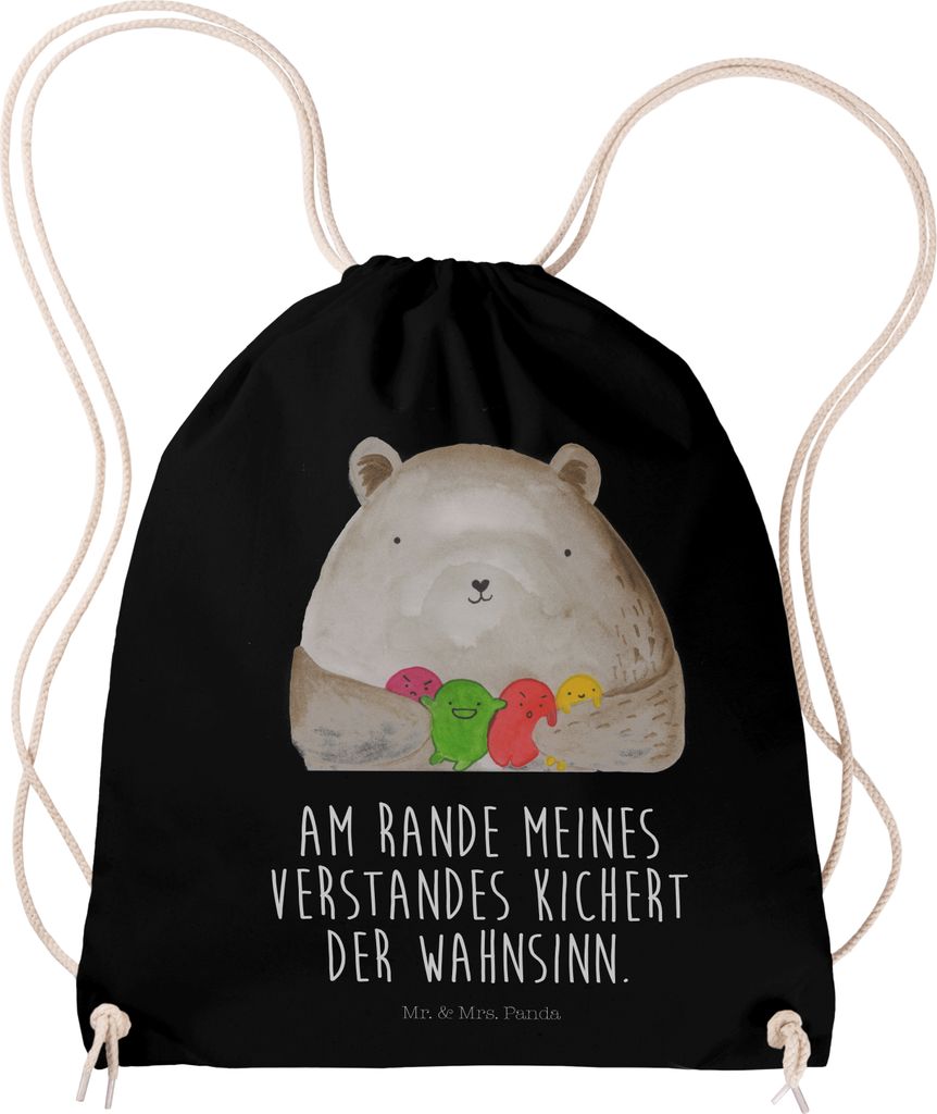 Mr. & Mrs. Panda Beutel Bär Gefühl - Schwarz - Geschenk, Durchgedreht, Verrückt, Jutebeutel, Kleiner Rucksack, wander, festival tasche, Teddy, W...